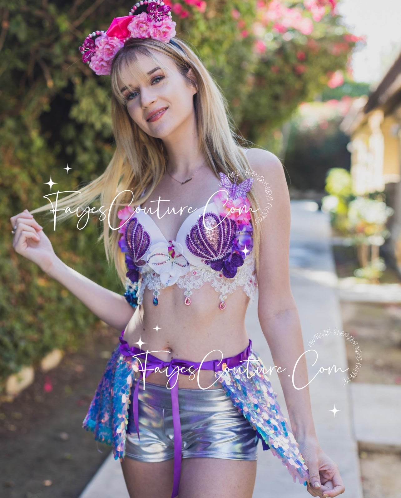 Mermaid Ariel inspired Bra, Rave wear, EDC, Music festival