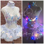 1 Iridescent Unicorn outfit set with lights, Rave, EDC, Music festival, and Halloween costumes