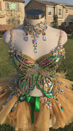 Gold Sequin Butterfly inspired Outfit Set, Rave wear, EDC, Music festival, Cosplay, Halloween costumes