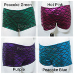 Rave Booty Shorts in mermaid scalls, fishscale prints shorts