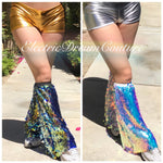 Irredentist Sequin Leg fluffy, Mermaid Leg fluffy, Unicorn Leg Fluffy, rave wear, leg wear