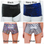 Rave Booty Shorts in mermaid scalls, fishscale prints shorts