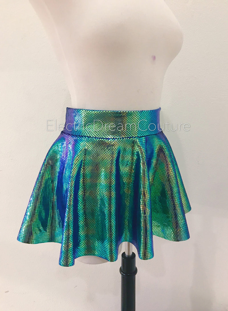 Mermaid Skirt, Irridesent Skirt, Unicorn Skirt, hologram Skirt, velvet elastic skirt