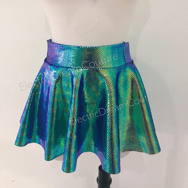 Mermaid Skirt, Irridesent Skirt, Unicorn Skirt, hologram Skirt, velvet elastic skirt