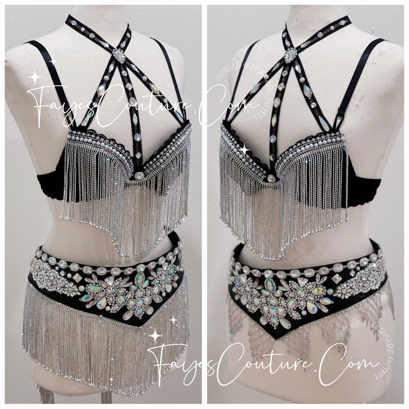 Rhinestone outfit set, outfit set, Rave wear, EDC, Music festival, Cosplay, Halloween costumes