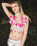 Pink flower Mermaid inspired outfit set, Rave wear, EDC, Music festival, Cosplay, Halloween costumes