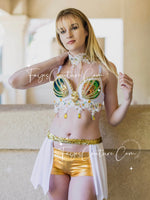 Mermaid outfit set in white and gold, rave wear, EDC, Music festival wear, Halloween costumes, Cosplay