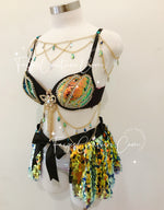 Mermaid in Black inspired outfits set, Rave wear, EDC, Music festival, Cosplay, Halloween costumes