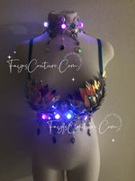 Iridescent Violet Unicorn  Bra with Choker, Rave wear, EDC, Music festival, Cosplay, Halloween costumes