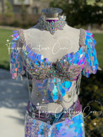 Iridescent Unicorn outfit set with lights, outfit set, Rave wear, EDC, Music festival, Cosplay, Halloween costumes