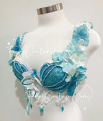 Mermaid In white and blue Bra, Rave wear, EDC, Music festival, Cosplay, Halloween costumes