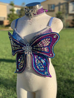 Two Tone 3D Glitter Butterfly Bra with Two Tone, rave festival wear, Halloween costumes