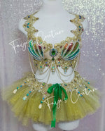 Mermaid in gold inspired outfit Set, Rave wear, EDC, Music festival, Cosplay, Halloween costumes