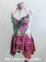 Magenta Sequin Butterfly inspired Outfit Set, Rave wear, EDC, Music festival, Cosplay, Halloween costumes