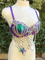 Mermaid Ariel inspired Bra, Rave wear, EDC, Music festival, Cosplay, Halloween costumes