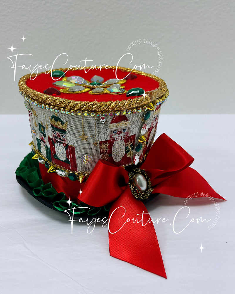 Nutcracker Hat Accessories with Rhinestones and Ribbon