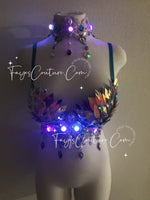 Iridescent violet Unicorn Outfit Set, V3 Maxi Skirt Set, Rave wear, EDC, Music festival, Cosplay, Halloween costumes