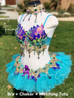 Iridescent violet Unicorn Outfit Set, V4 Tutu Set , Rave wear, EDC, Music festival, Cosplay, Halloween costumes