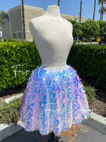 Maxi Puffy Unicorn and Mermaid Skirt with Tulle , Irridesent Skirt, Unicorn Skirt, hologram Skirt, velvet elastic skirt