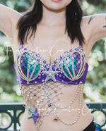 Mermaid Ariel inspired Bra, Rave wear, EDC, Music festival, Cosplay, Halloween costumes