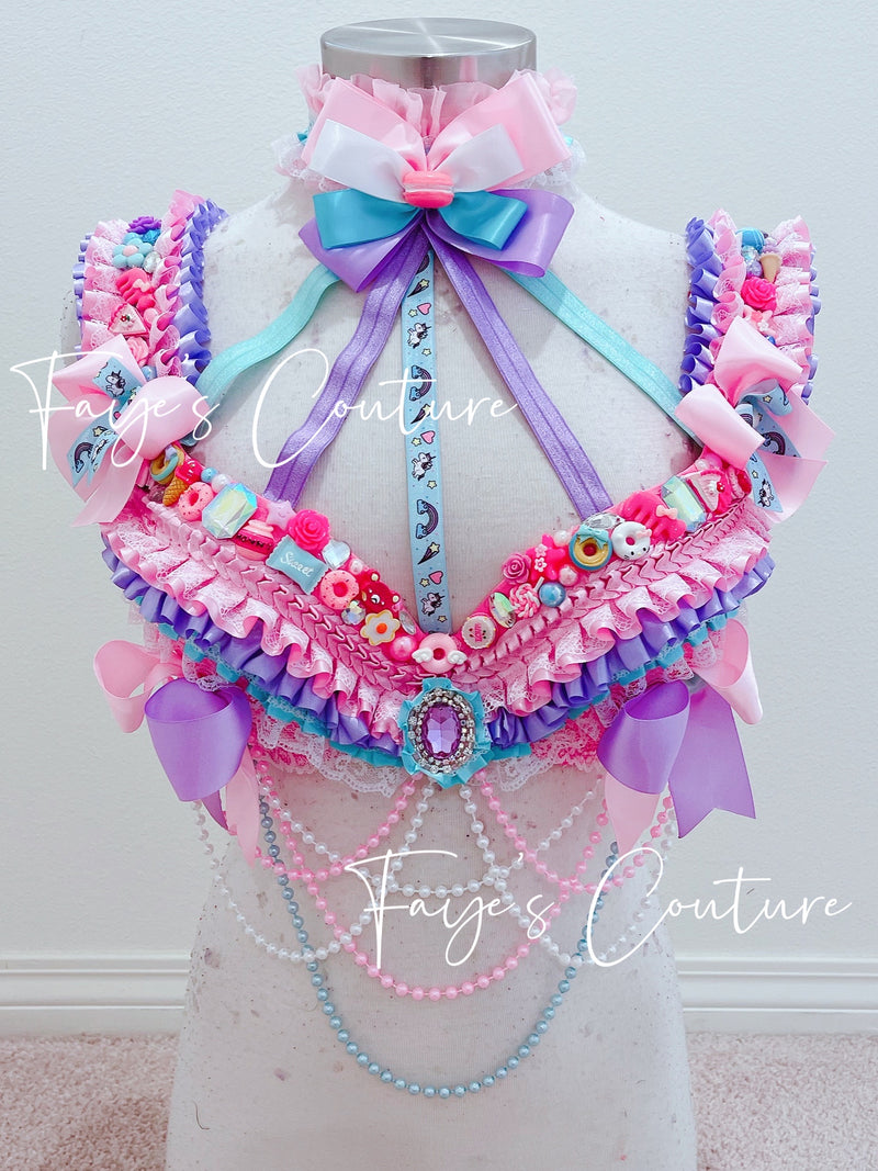 Candy-land inspired Bra with Choker, Rave wear, EDC, Music festival, Cosplay, Halloween costumes