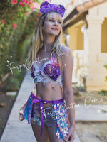 Purple mermaid inspired outfits set, Rave wear, EDC, Music festival, Cosplay, Halloween costumes