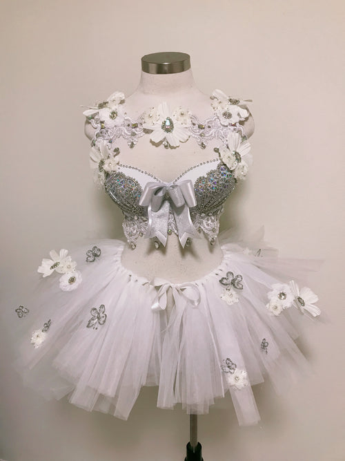 White Diamond Outfit, Rave Wear, Rave Outfit, Diamond Princess