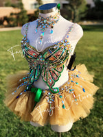 Gold Sequin Butterfly inspired Outfit Set, Rave wear, EDC, Music festival, Cosplay, Halloween costumes