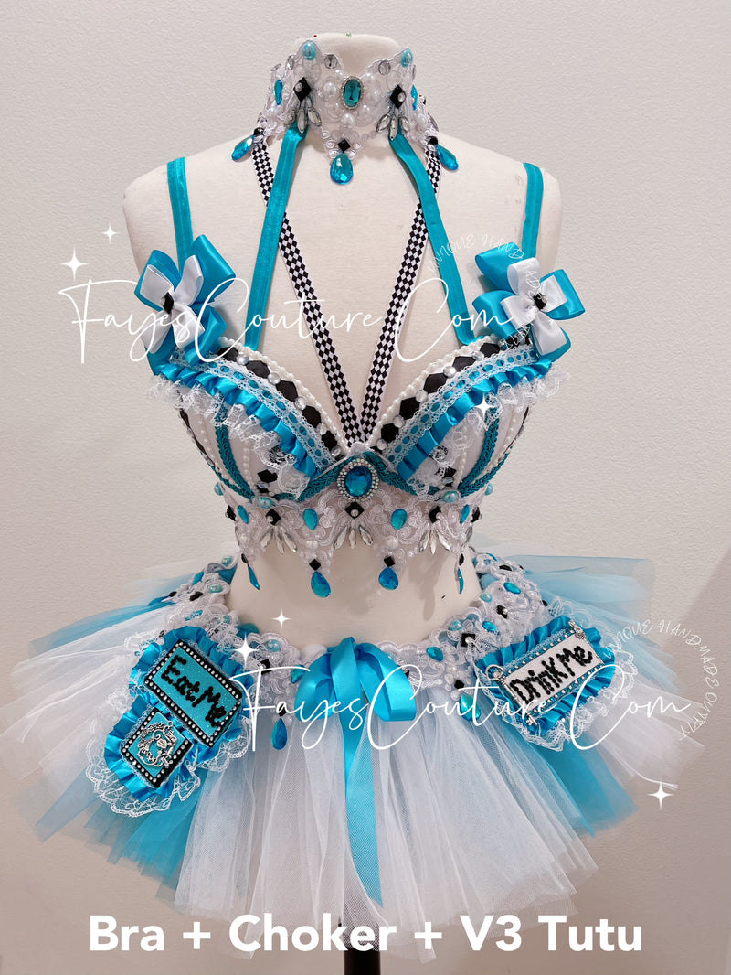 Alice in wonderland inspired outfit set, Rave wear, EDC, Music festival, Cosplay, Halloween costumes