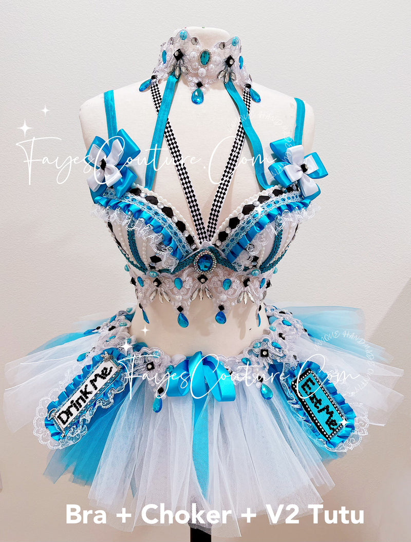 Alice in wonderland inspired outfit set, Rave wear, EDC, Music festival, Cosplay, Halloween costumes