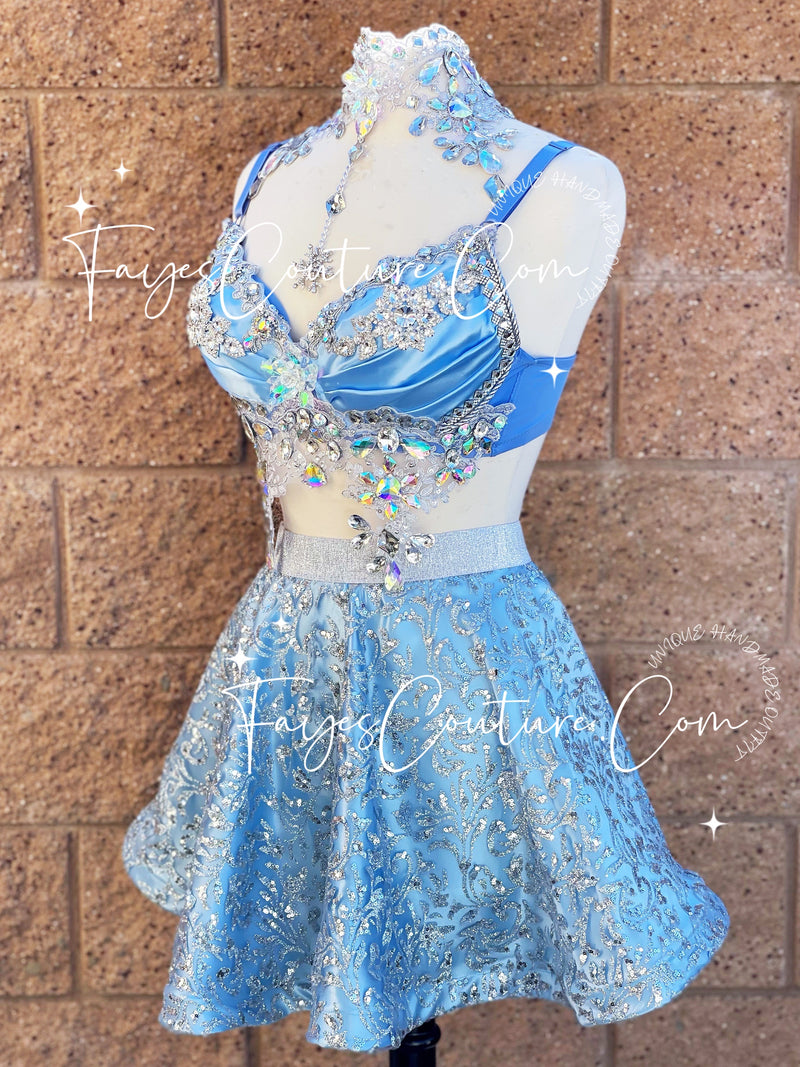 Princess Elsa Inspired outfit set, Rave wear, EDC, Music festival, Cosplay, Halloween costumes