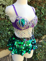 Mermaid Ariel inspired outfits set, Rave wear, EDC, Music festival, Cosplay, Halloween costumes