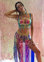 Iridescent violet Unicorn Outfit Set, V1& V2 Skirt Set, Rave wear, EDC, Music festival, Cosplay, Halloween costumes