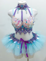 Iridescent Blue Unicorn inspired outfit set, Rave wear, EDC, Music festival, Cosplay, Halloween costumes