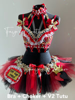 Queen of Red Hearts from Alice in wonderland inspired outfits, Halloween, rave and cosplay costumes