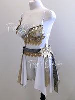 Greek Goddess in Gold inspired outfit set, Rave wear, EDC, Music festival, Cosplay, Halloween costumes