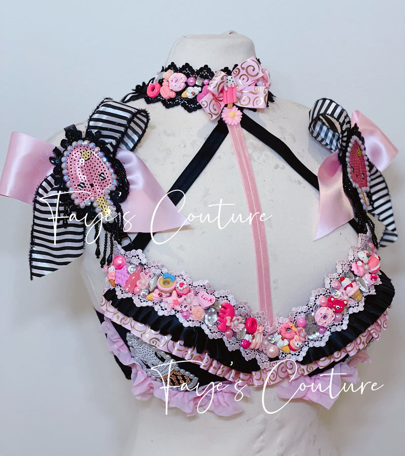 Candy-Land inspired Bra with Choker, rave EDC Music festival wear, Halloween costumes, Cosplay