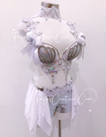 Mermaid in White, Bridal inspired outfits set, Rave wear, EDC, Music festival, Cosplay, Halloween costumes