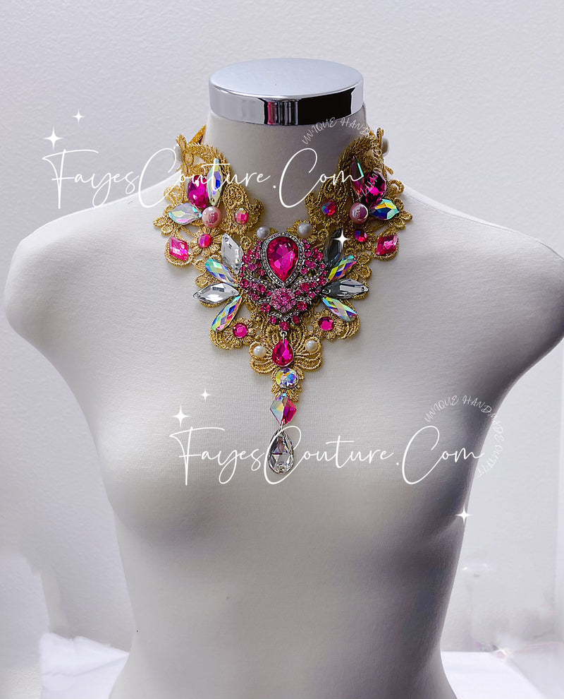 Necklace Accessories: Pink and Gold Iridescent necklace