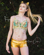 Gold Mermaid Bra, Rave wear, EDC, Music festival, Cosplay, Halloween costumes