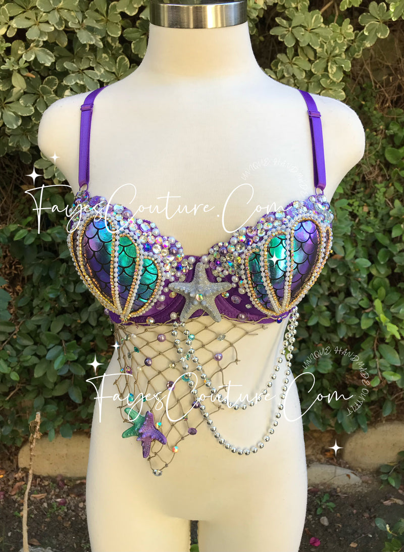 Gold Mermaid Rave Bra and Skirt - Complete Rave Outfit