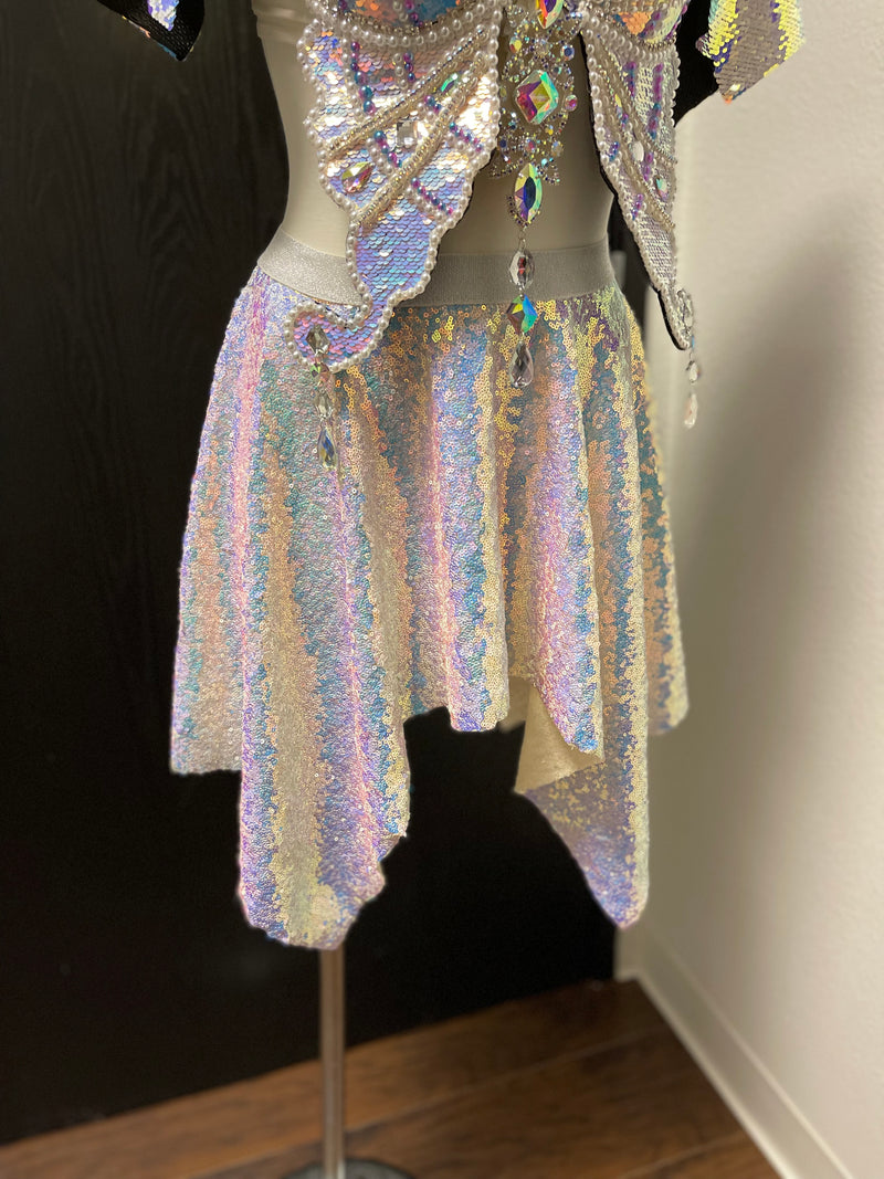 Square Mermaid Skirt, Irridesent Skirt, Unicorn Skirt, hologram Skirt, velvet elastic skirt