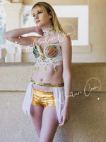 Mermaid outfit set in white and gold, rave wear, EDC, Music festival wear, Halloween costumes, Cosplay