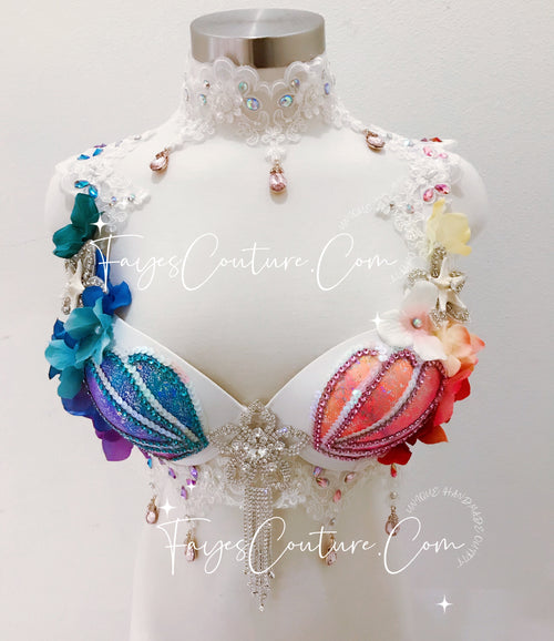 Queen of Hearts Mermaid Rave Bra Top made to Order Item