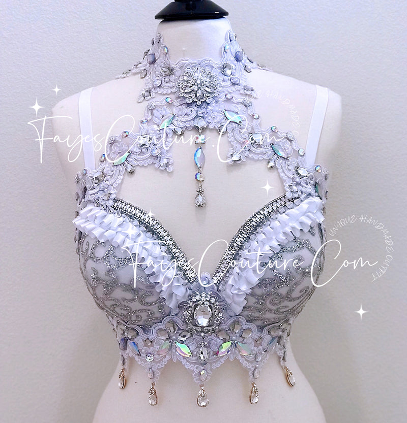 Bridal White inspired Br, Rave wear, EDC, Music festival, Cosplay, Halloween costumes