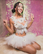 Dasie flower In White Inspired outfit set, mermaid, Rave wear, EDC, Music festival, Cosplay, Halloween costumes