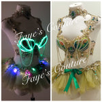 Mermaid in gold inspired outfit Set, Rave wear, EDC, Music festival, Cosplay, Halloween costumes