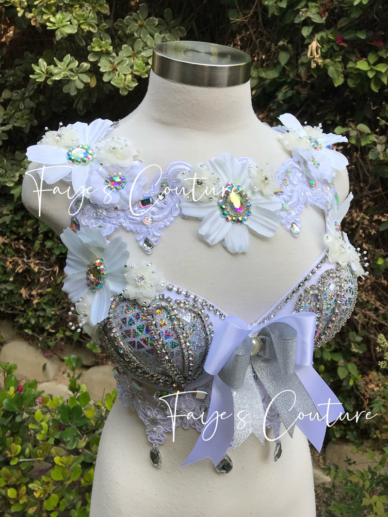 Dasie Flower and Mermaid Bra, Rave wear, EDC, Music festival, Cosplay, Halloween costumes