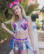 Purple mermaid inspired outfits set, Rave wear, EDC, Music festival, Cosplay, Halloween costumes