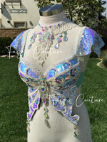 White Sequin Butterfly inspired Outfit Set, Rave wear, EDC Music festival, Cosplay, Halloween costumes